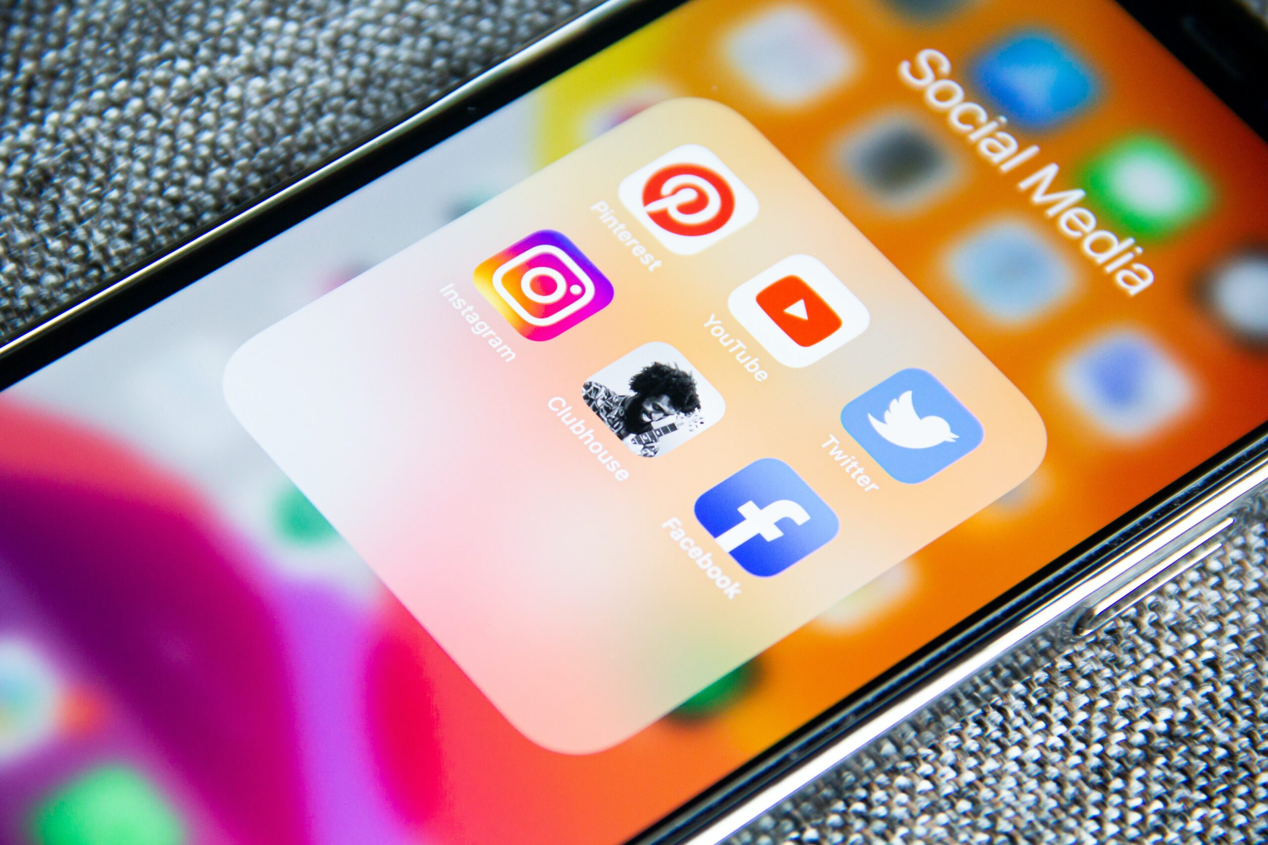 Smart phone with social media apps highlighted